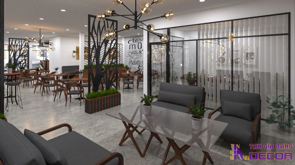 Thiết kế quán cafe sang trọng.