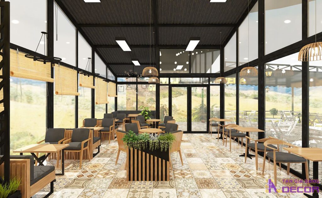 Quán cafe khung sắt giá rẻ.