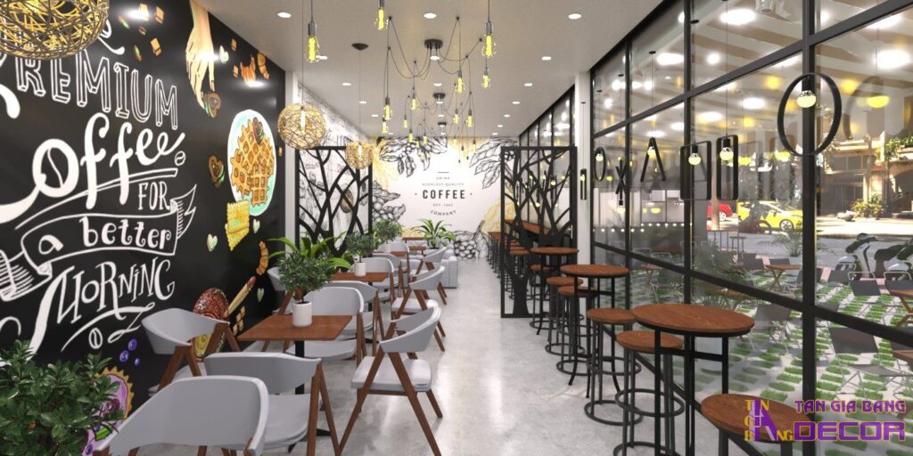 Thiết kế và thi công quán trà sữa kết hợp cafe.
