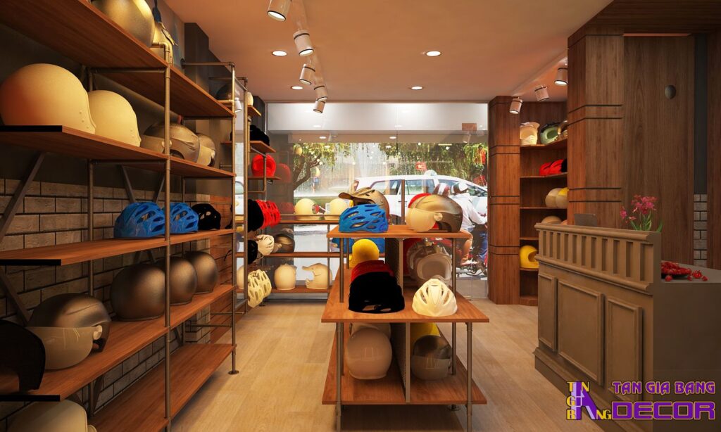 Thiết kế cửa hàng mũ bảo hiểm ES Helmet 4 Thiết kế cửa hàng nói bảo hiểm.