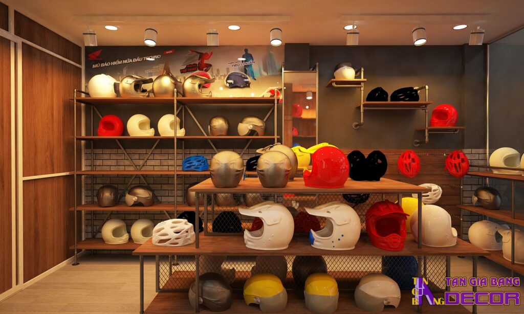 Thiết kế cửa hàng mũ bảo hiểm ES Helmet 2 Thiết kế cửa hàng nói bảo hiểm.
