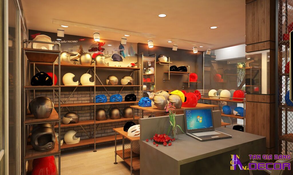 Thiết kế cửa hàng mũ bảo hiểm ES Helmet 5 Thiết kế cửa hàng nói bảo hiểm.