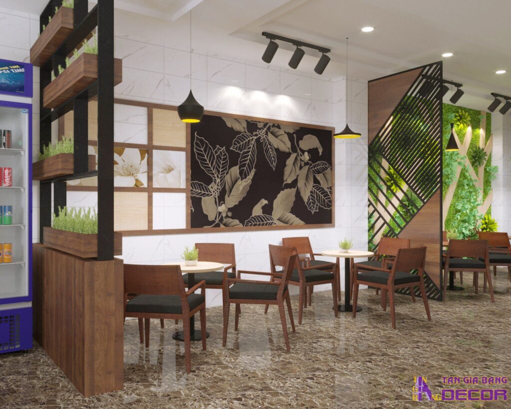 Mô hình quán cafe nhỏ theo hơi hướng sang trọng.