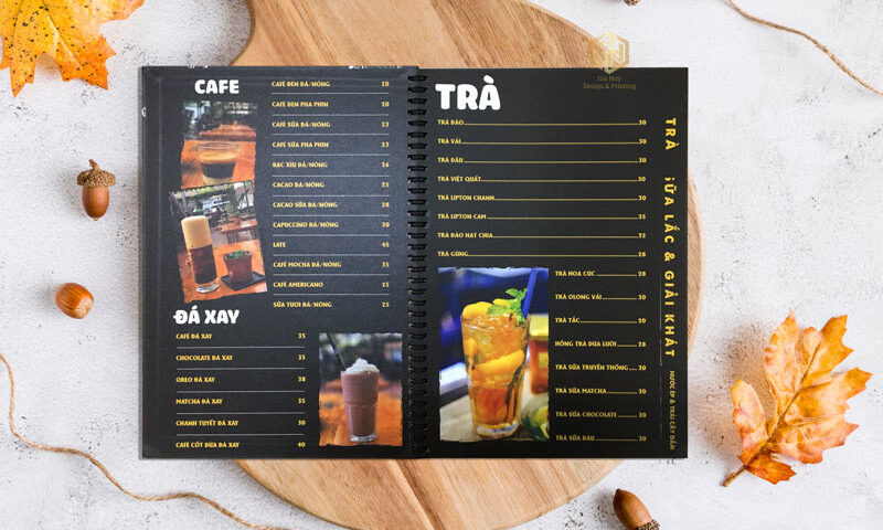 Menu quán cafe bình dân