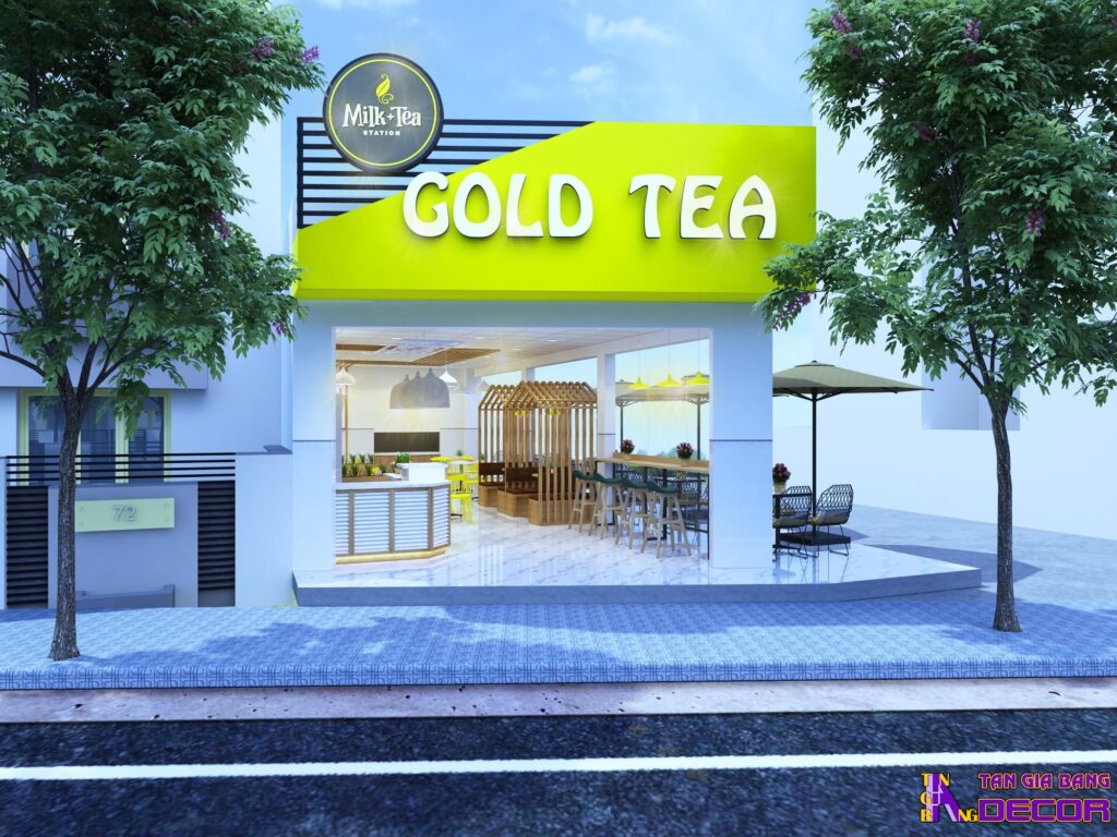 Thiết kế quán trà sữa Gold