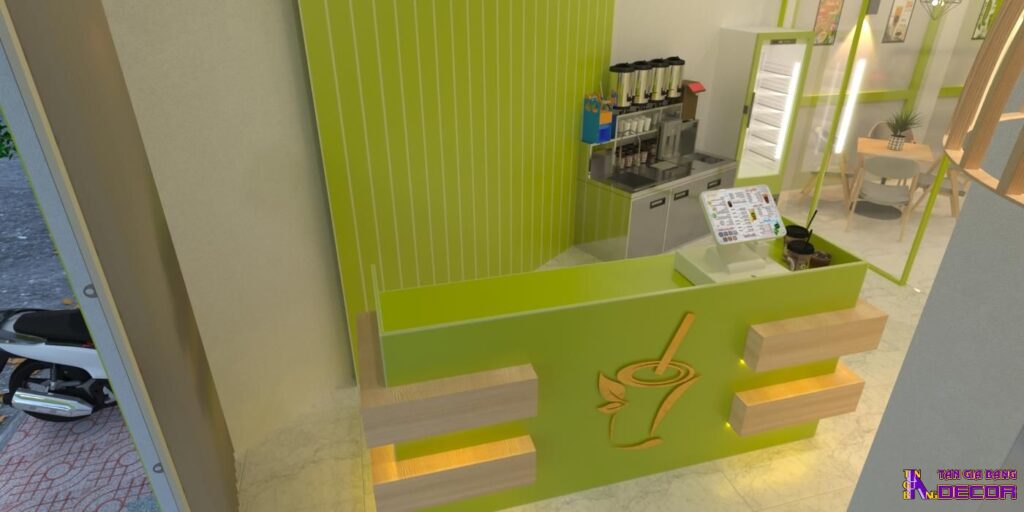 Thiết kế quán trà sữa màu nổi bật