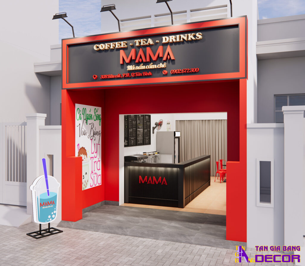 Thiết kế quán trà sữa MaMa tại Tân Bình 1 Thiết kế tiệm trà sữa tại Tân Bình