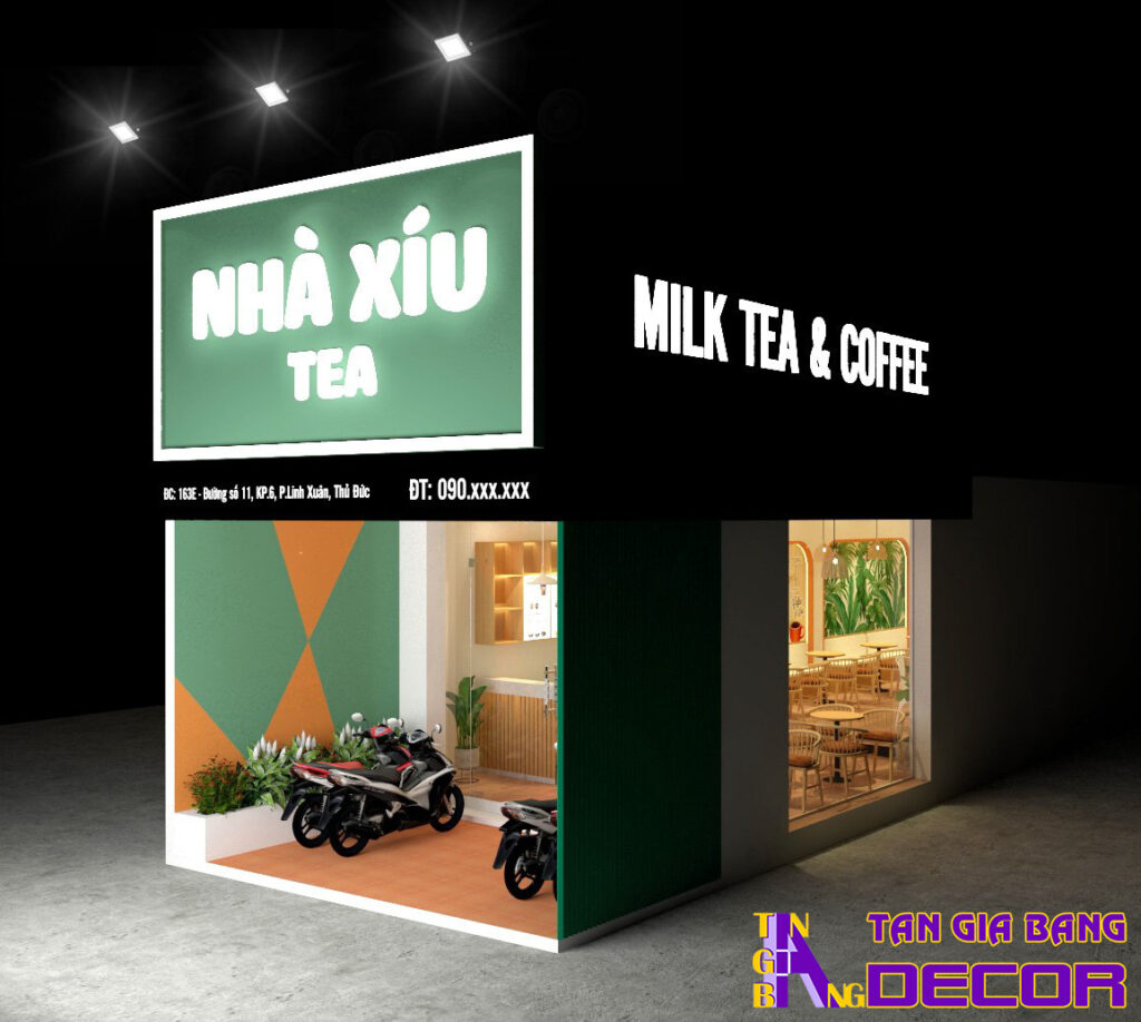 Thiết kế quán trà sữa Nhà Xíu