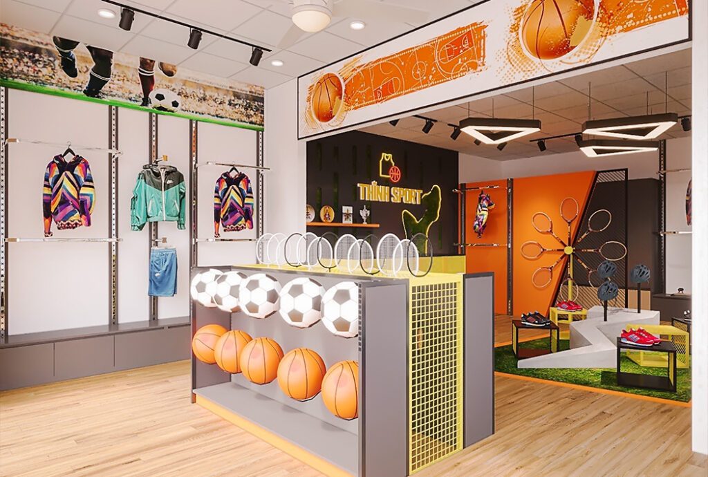 Thiết kế shop thể thao đẹp tại Tiên Giang 3 trang trí shop thể thao