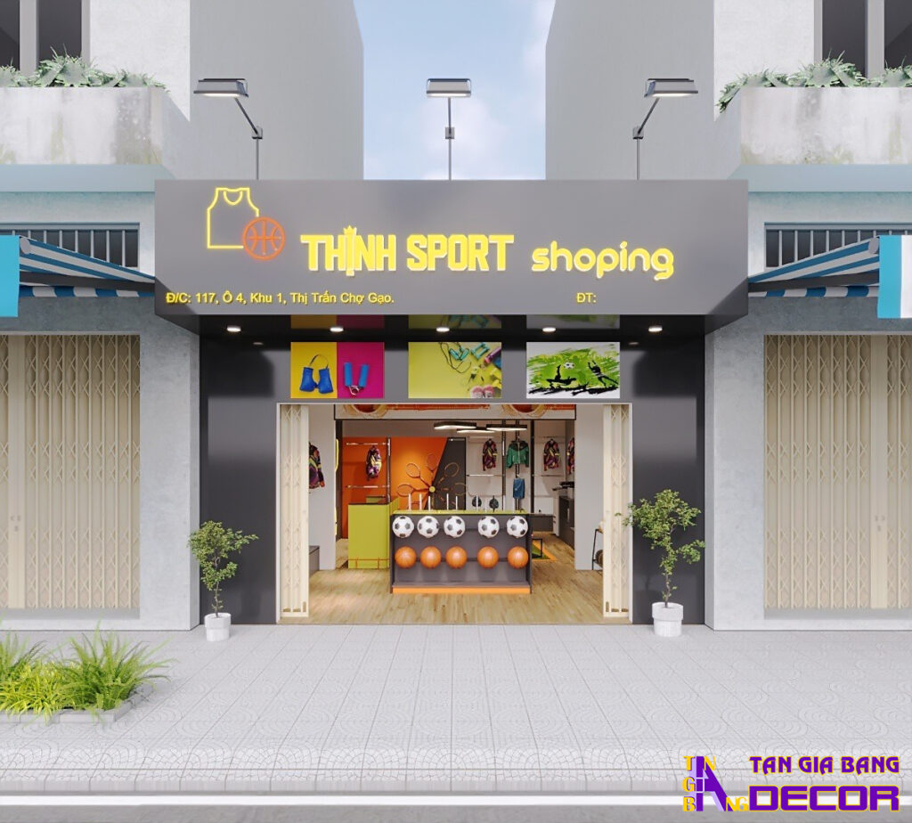 Thiết kế shop thể thao đẹp tại Tiên Giang 1 cách trang trí shop thể thao