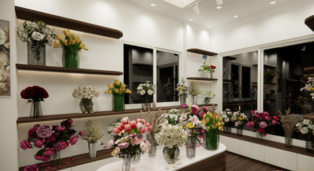 thiết kế tiệm hoa
