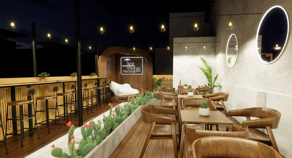 Thiết kế quán cafe sân thượng