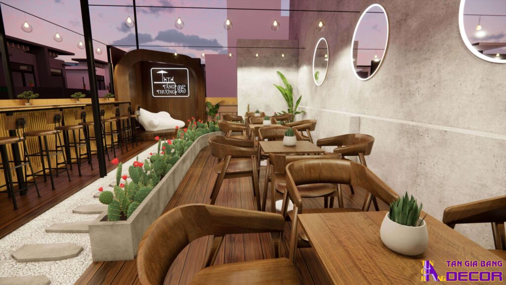 Thiết kế tiệm cafe sân thượng