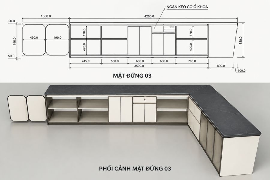 Tổng hợp 50 mẫu thiết kế quầy trà sữa đẹp! 2 Kích thước thi công quầy trà sữa
