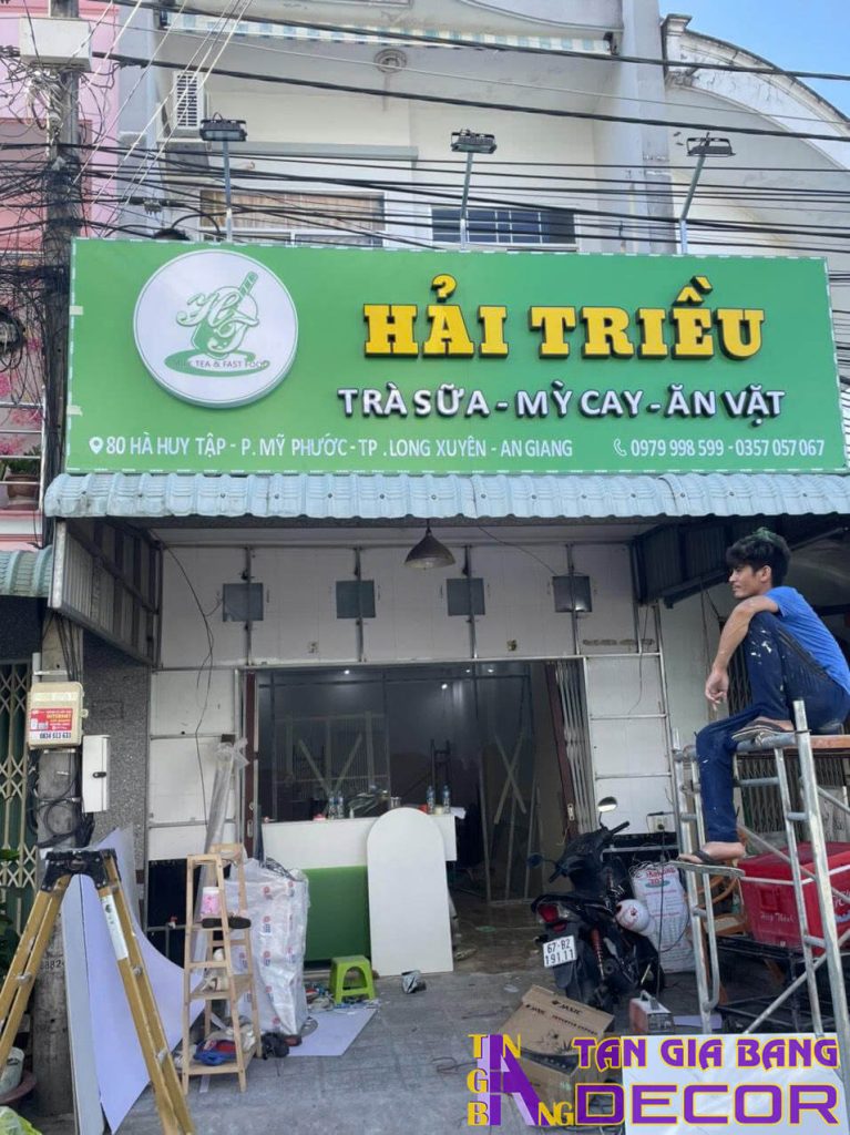Thi công bảng hiệu quán trà sữa Hải Triều