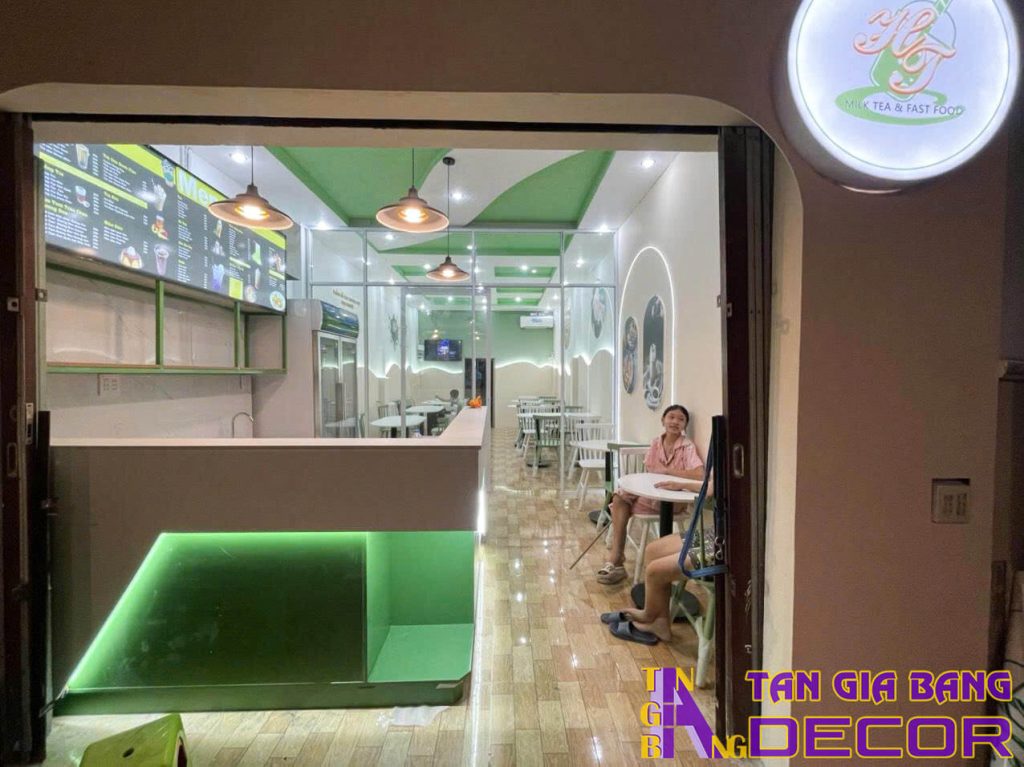 Thi công quầy pha chế quán trà sữa Hải Triều