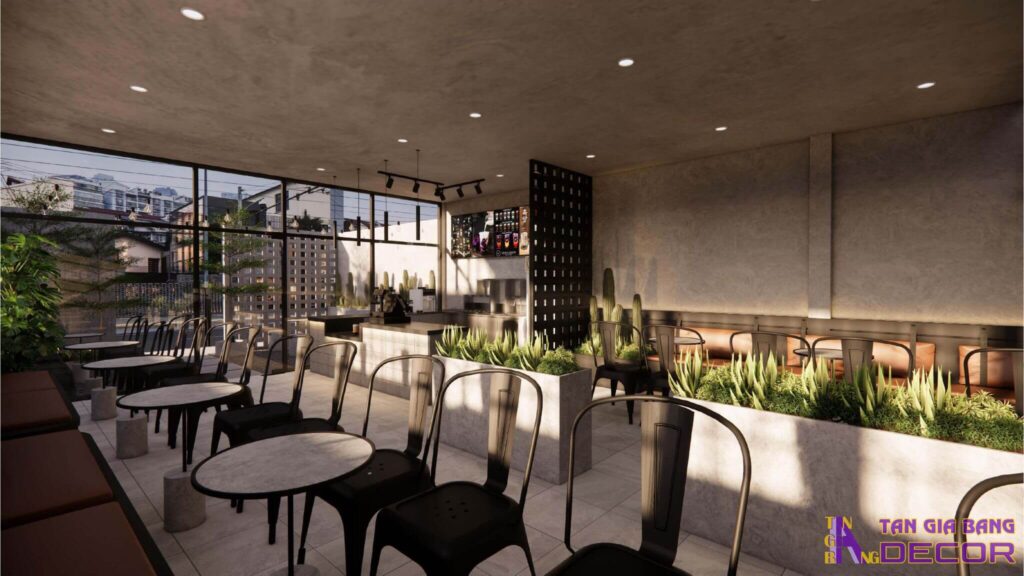 Thiết kế nội thất quán cafe Gani hiện đại 1 Bố trí đèn cho quán cafe Gani