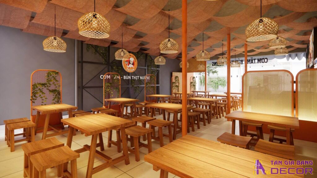 Khu vực ngồi ăn cho khách đến quán cơm tấm