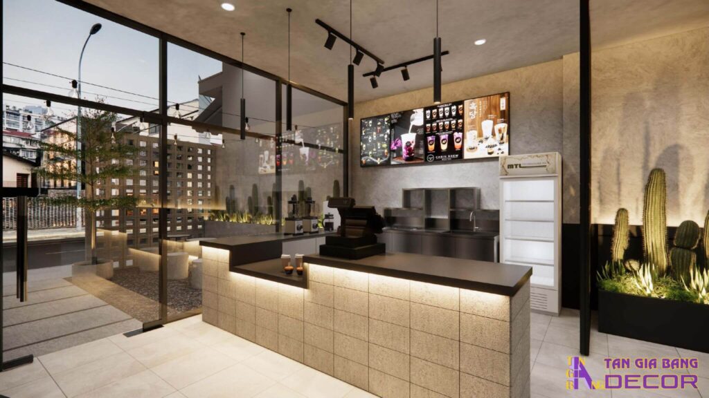 Thiết kế nội thất quán cafe Gani hiện đại 2 Quầy pha chế quán cafe Gani