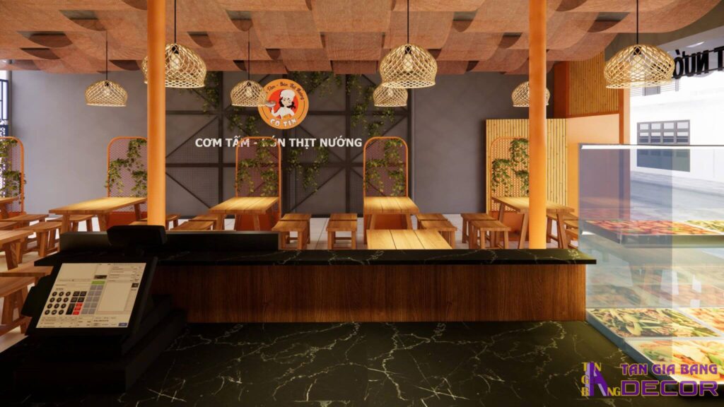 Quầy thanh toán quán cơm tấm Cô Tín