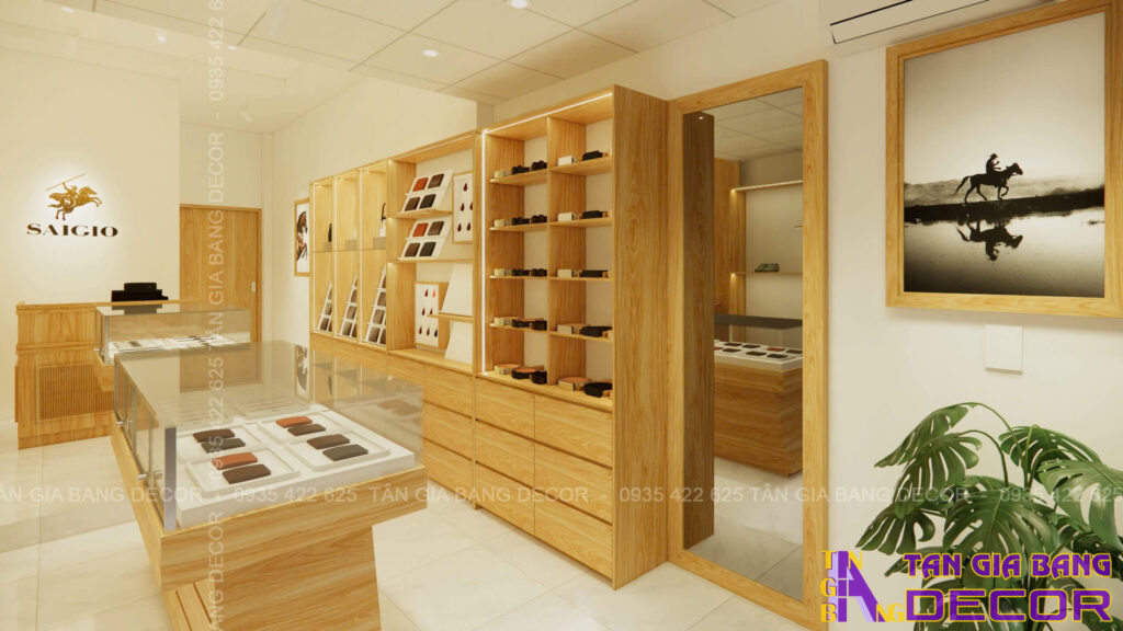 Thiết kế shop đồ da SAIGIO tại Quận 3 1 Trang trí shop đồ da SAIGIO