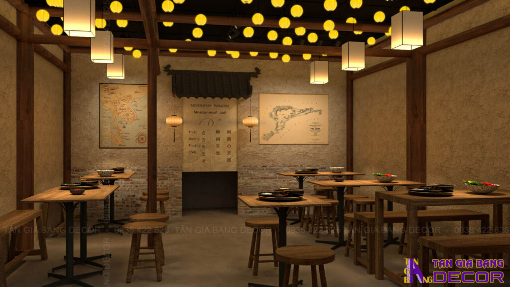 Trang trí tường quán ăn Mì Tê