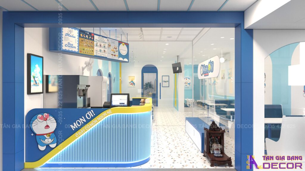 Thiết kế quán trà sữa Mon Ơi tại Bến Tre 6 Quầy thanh toán quán Mon Ơi
