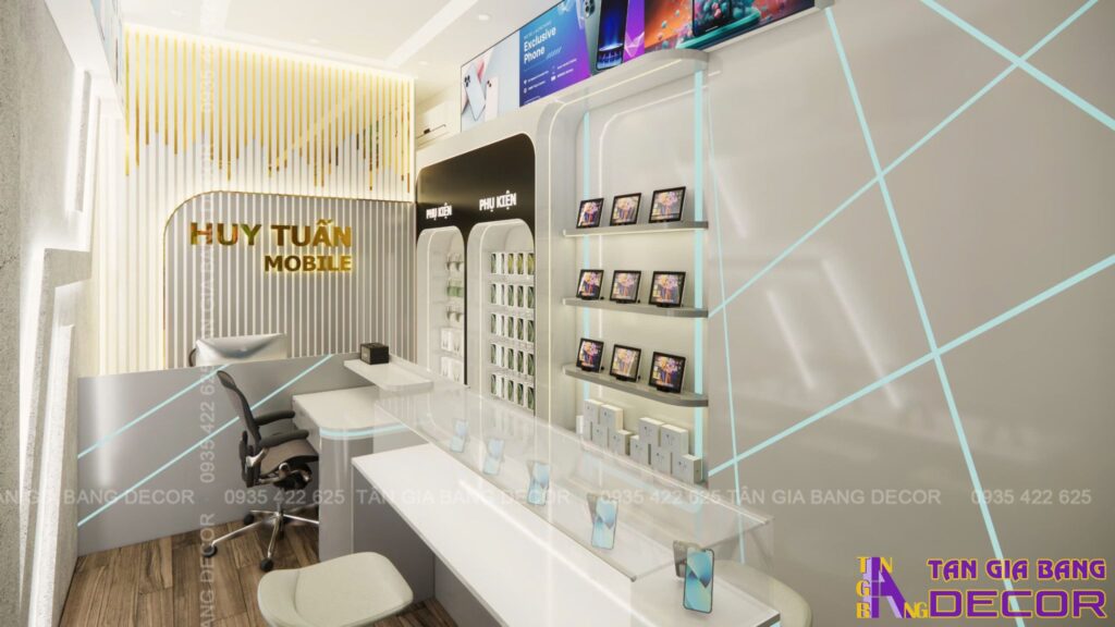 Thiết kế kệ tủ shop điện thoại Huy Tuấn