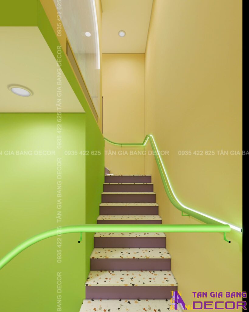 Bố trí ánh sáng cầu thang tiệm bánh Wyyy