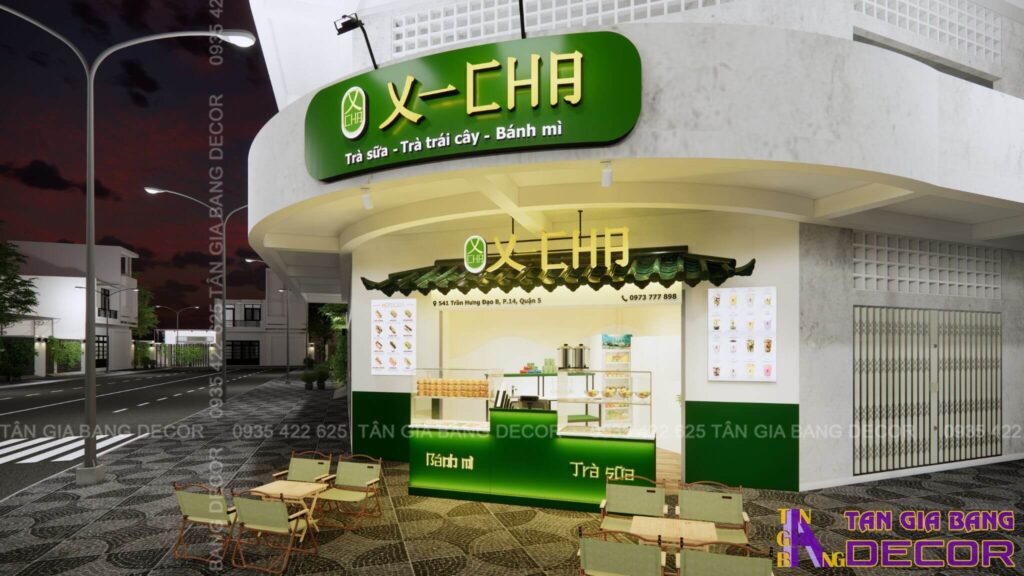 Thiết kế biển hiệu quán trà sữa X Cha