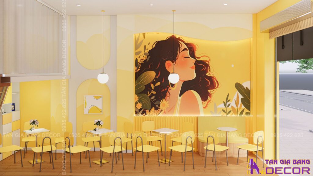 Trang trí tường quán trà sữa ở Bình Dương