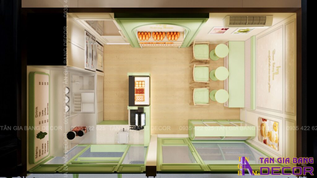 Bố trí không gian tiệm bánh 30m2 ở Gò Vấp