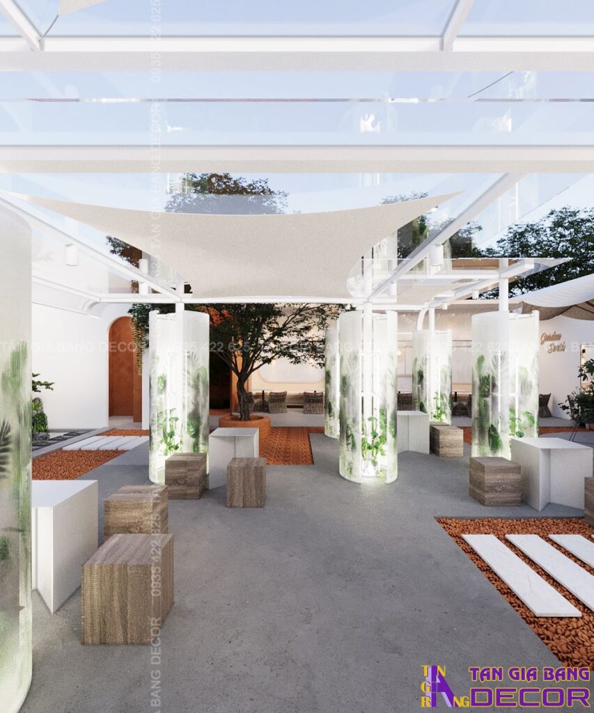 Bố trí nội thất không gian quán cafe Garden South
