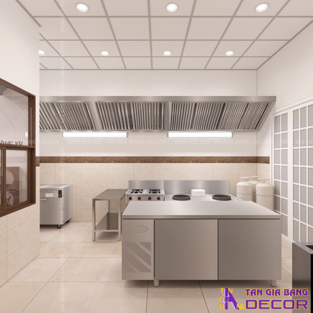 Không gian khu vực bếp quán ăn Lương Gia Ký