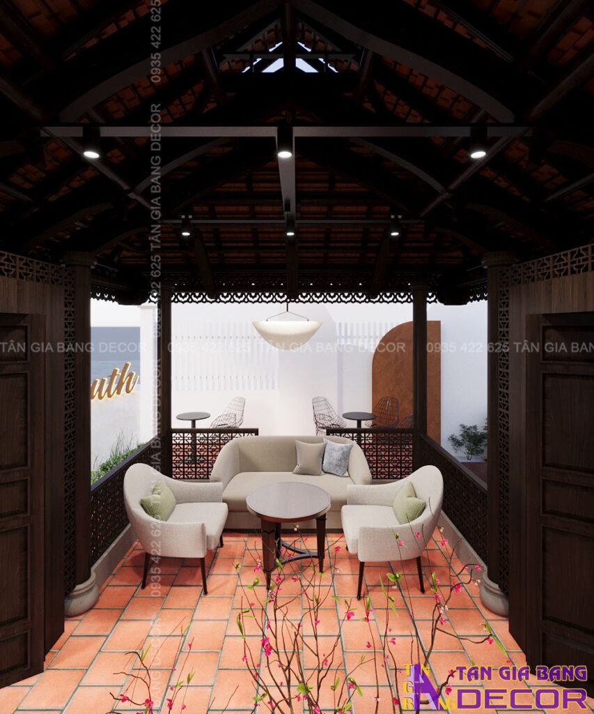 Khu vực bên trong quán cafe Garden South tại Cần Giờ