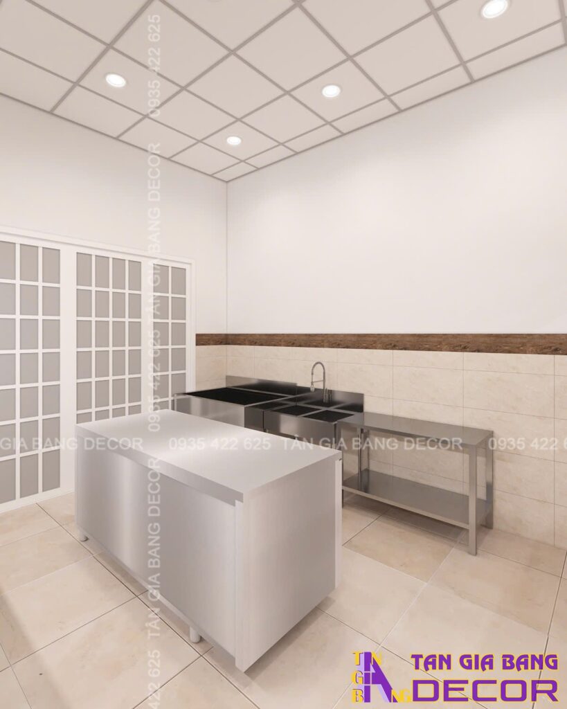 Khu vực bếp quán ăn Lương Gia Ký