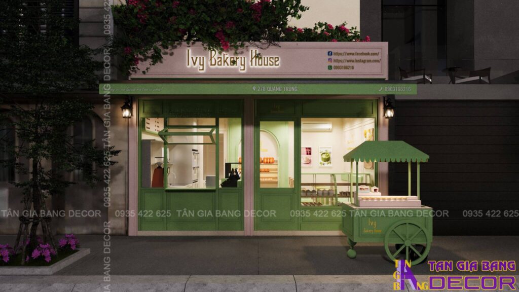 Thiết kế bảng hiệu tiệm bánh Ivy Bakery House
