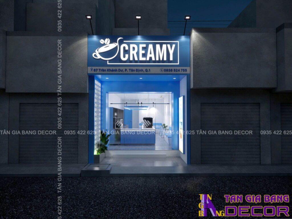Thiết kế quán trà & cafe Creamy hiện đại tại Quận 1
