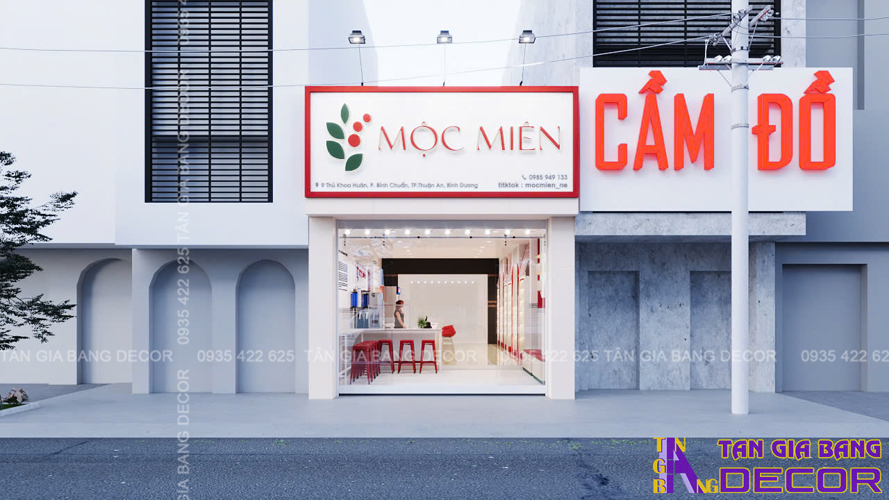 Thiết kế quán trà sữa với tông đỏ bắt mắt tại Bình Dương 6 Thiết kế quán trà sữa Mộc Miên tại Bình Dương