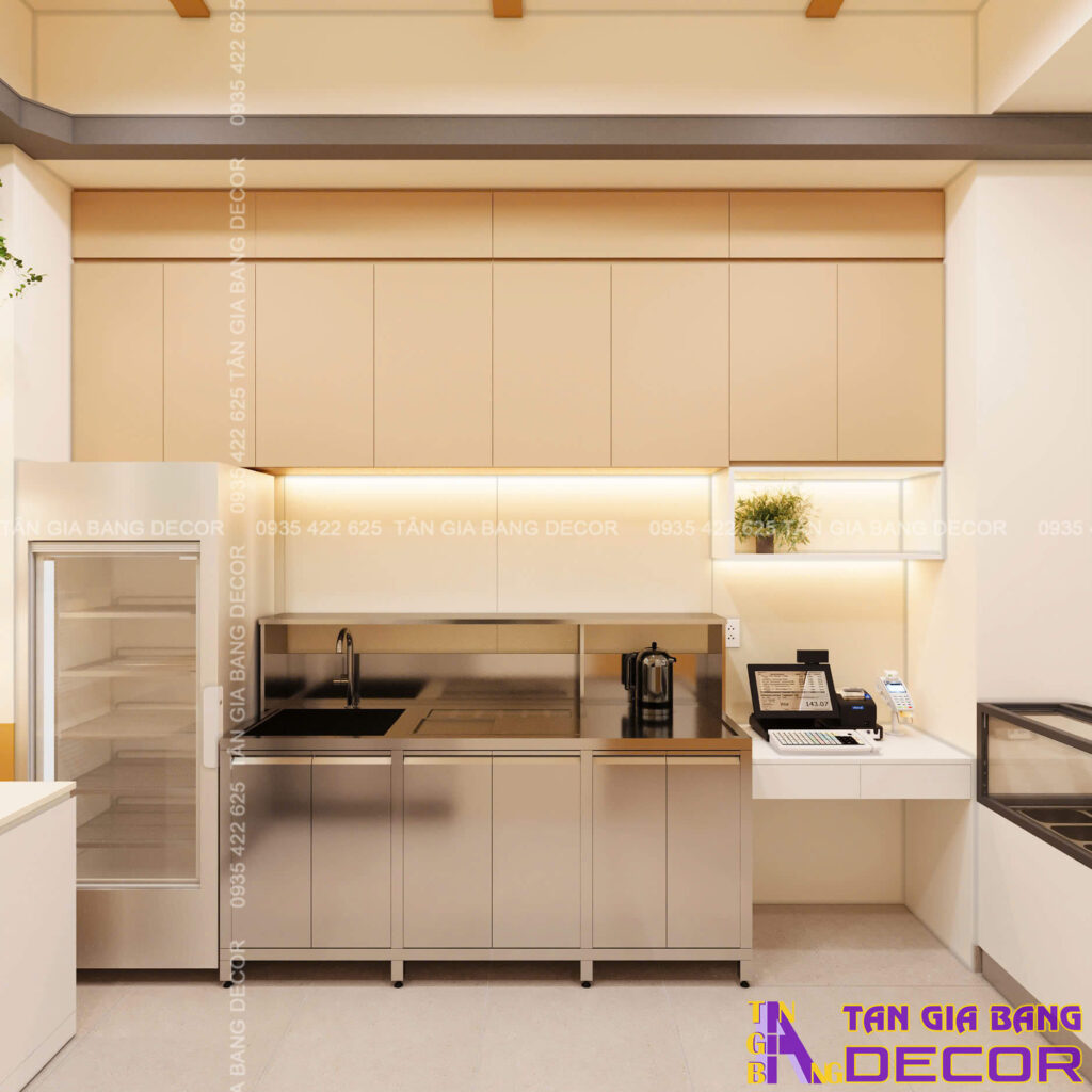 Tủ kệ trưng bày quán sữa chua ở Quận 7
