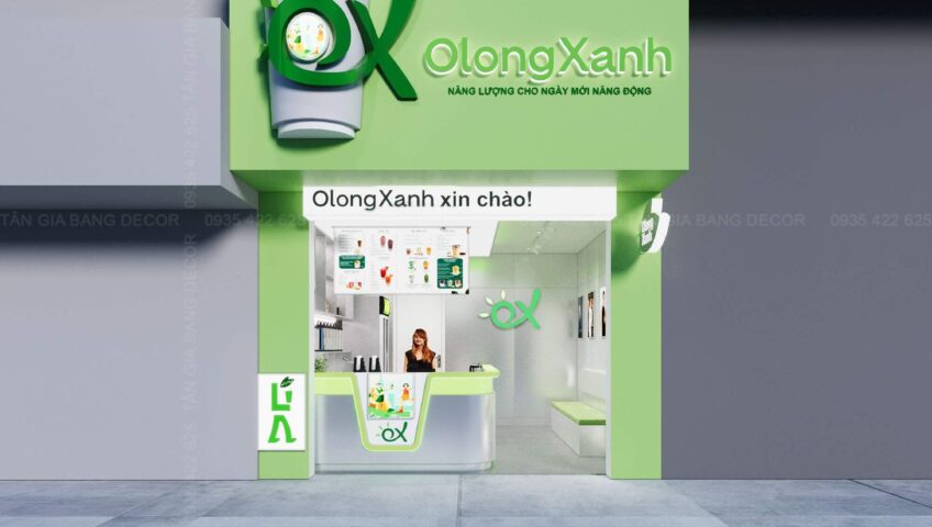 Thiết kế quán trà sữa Olong Xanh tại Phú Nhuận