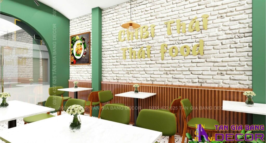 Thiết kế quán ăn Thái tại Sóc Trăng 2 Trang trí tường quán ăn ChiBi Thái
