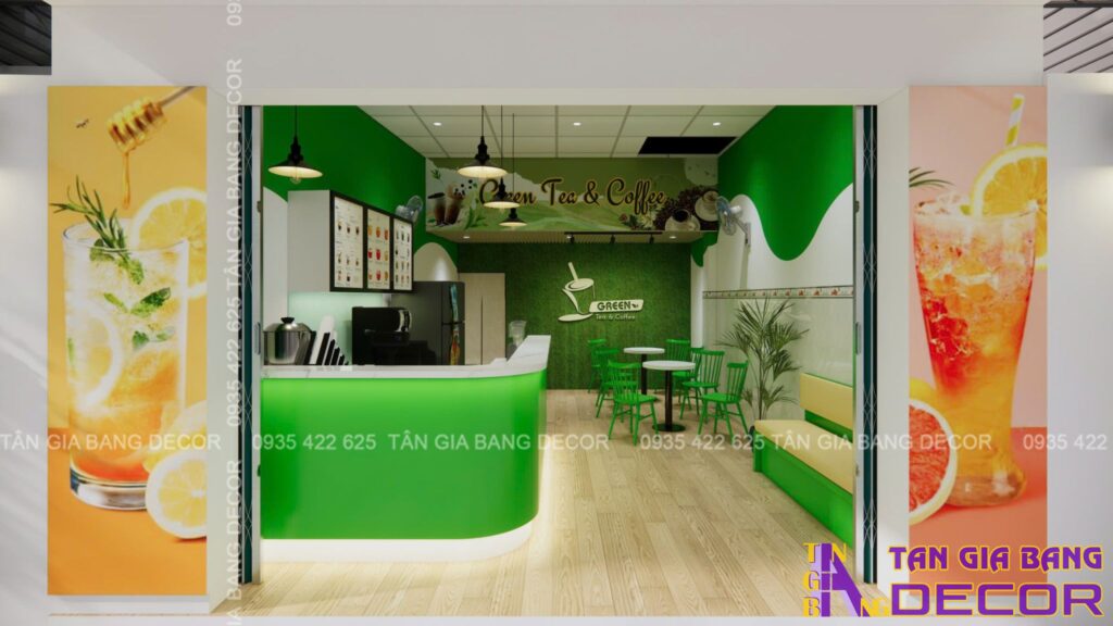 Thiết kế quán trà sữa Green tại Đồng Nai 5 Bố trí đèn quán trà sữa Green tại Đồng Nai