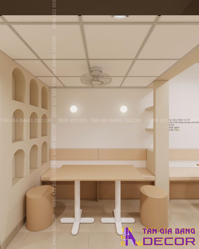 Decor tường quán trà sữa tròn 94 tại Bình Tân