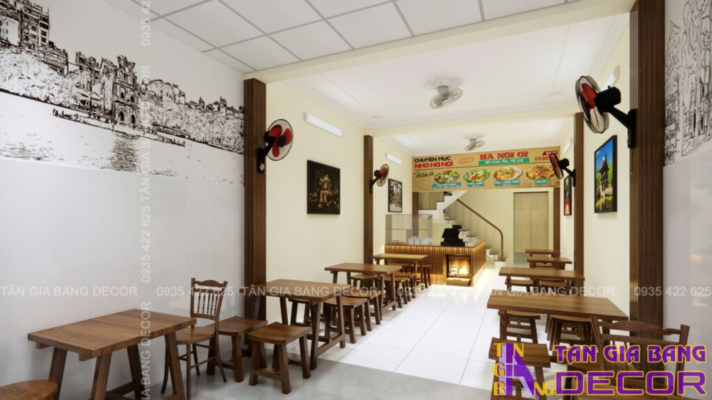 Phân chia bố cục không gian quán ăn Hà Nội Ơi