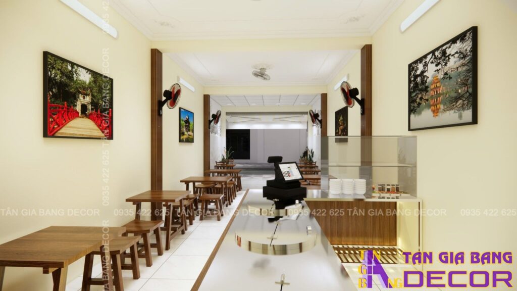 Quầy chế biến quán bún Hà Nội Ơi