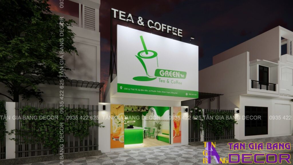 Thiết kế quán trà sữa Green tại Đồng Nai 2 Thiết kế bảng hiệu đơn giản cho quán trà sữa Green