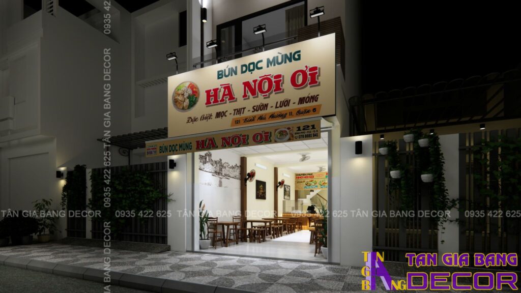 Thiết kế bảng hiệu quán ăn Hà Nội Ơi