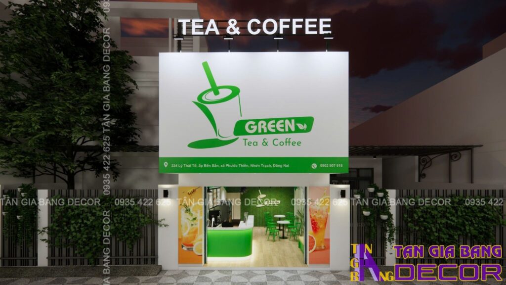 Thiết kế quán trà sữa Green tại Đồng Nai 1 Thiết kế quán trà sữa Green