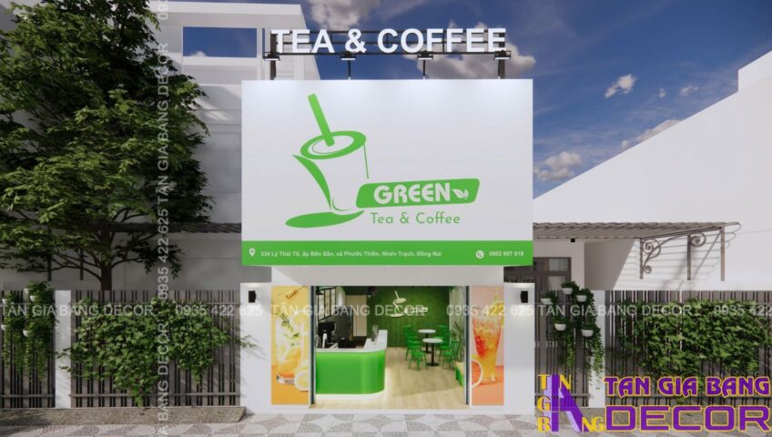 Thiết kế quán trà sữa Green tại Đồng Nai